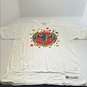 White Tee with Red and Gold Graphic